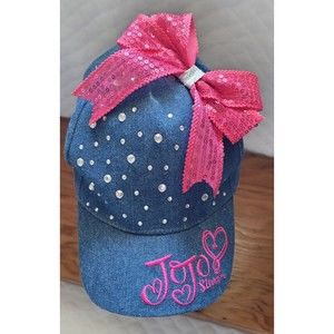 Nickelodeon JoJo Siwa Girls Youth Dance Baseball Hat Denim With Bow and Sequins